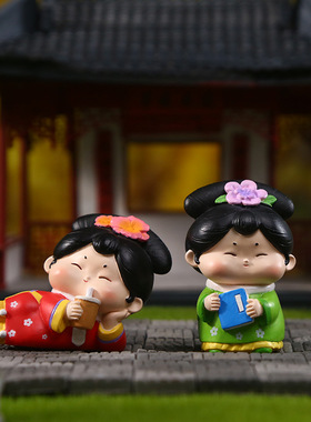 唐宫夜宴古风侍女西安文创小摆件工位情绪稳定器办公室桌面装饰品