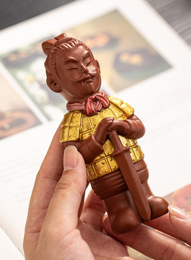 可爱兵马俑小摆件仿古陶瓷秦俑中式客厅玄关装饰品文创西安纪念品