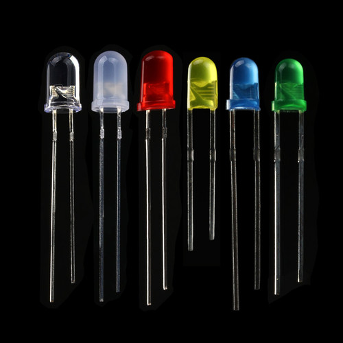 3/5mm透明/雾状/草帽直插LED灯珠/发光二极管白红蓝黄翠绿RGB七彩 - 图0