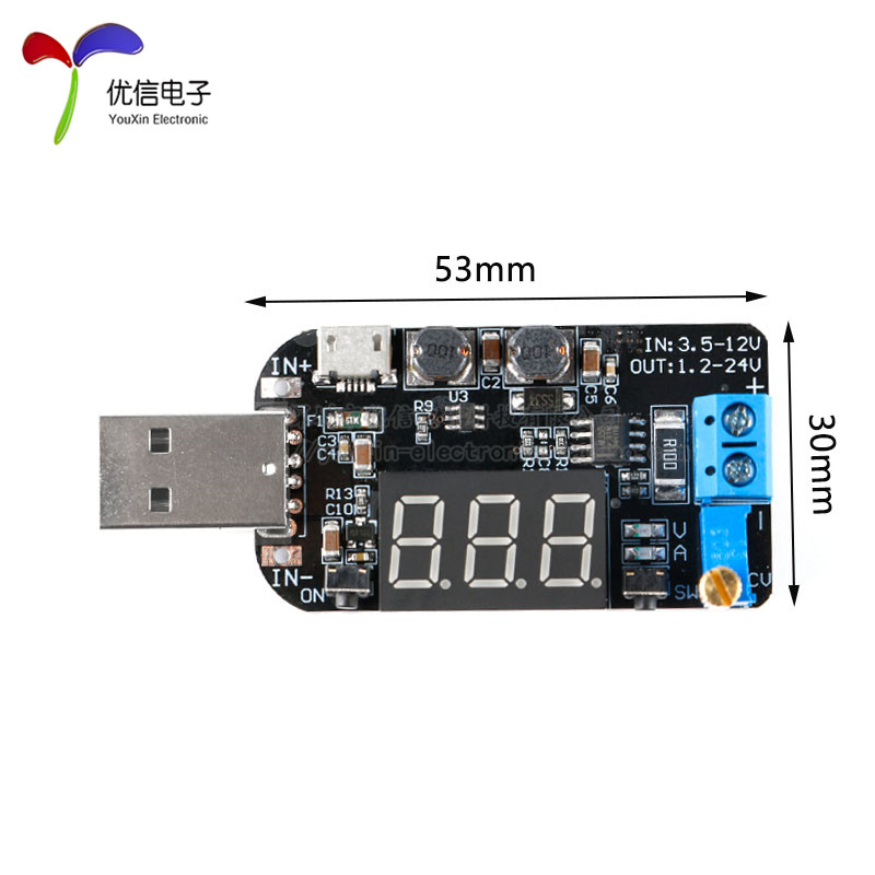 USB可调升降压电源稳压模块5V转3.3/9/12/18/24V电压电流双显示 - 图3