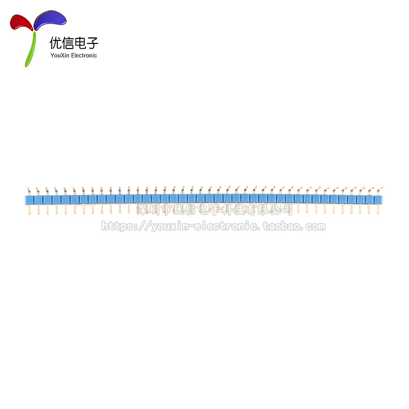 2.54mm间距 1/2*40P 单/双排弯排针插针 高品质3U镀金白红黄蓝绿