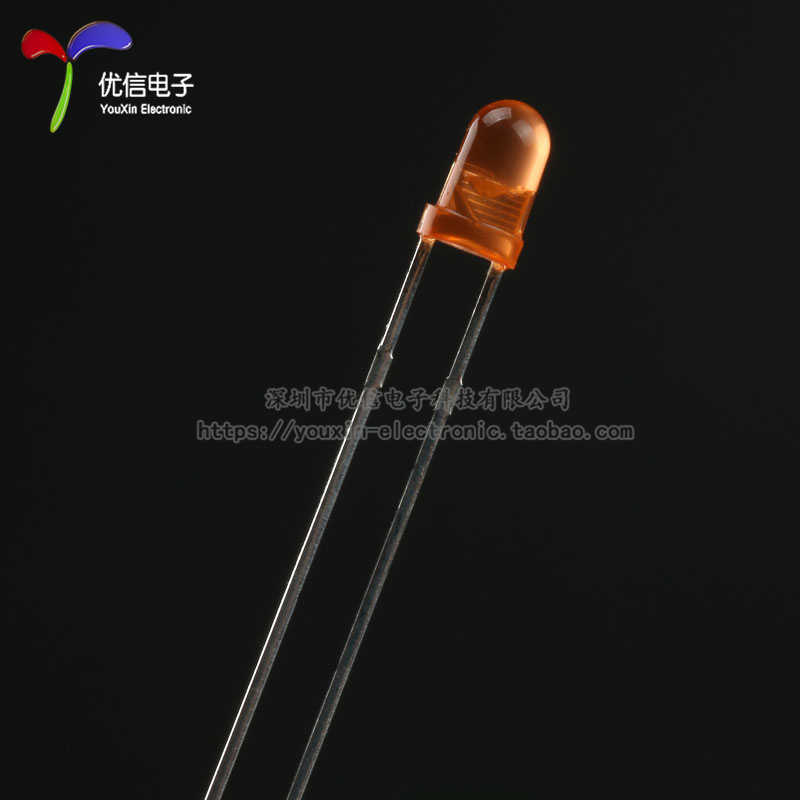 原装正品 3MM/F3直插圆头LED灯珠橙发橙 橙色发光二极管长脚 10只 - 图1