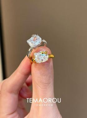 可爱KT喵大颗粒闪钻戒指轻奢开口