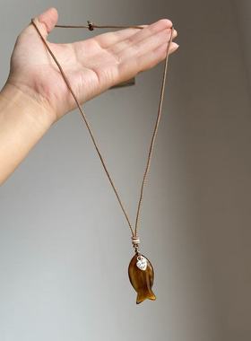 小众设计感复古做旧小鱼项链