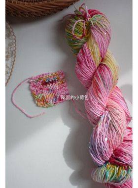 白桃花酿花入竹手染线棉春夏衣服背心短袖连衣裙珠闪片100g/269米