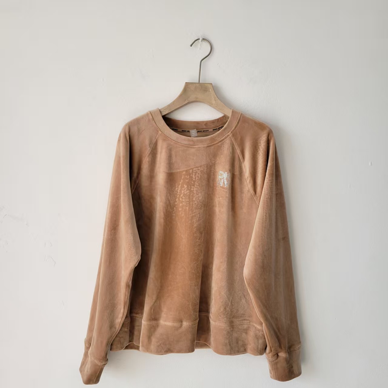 套装发货 美式春秋季圆领女士 人造钻石天鹅绒徽标水手领卫衣裤子 - 图2