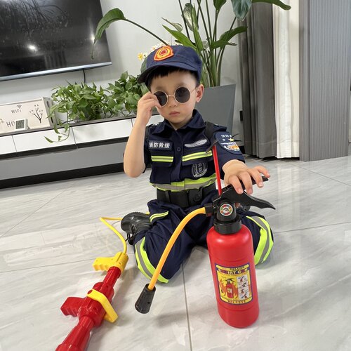 纯棉儿童消防服儿童春秋套装帅气时尚两件套幼儿消防服儿童摄影服 - 图2