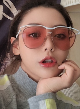 大脸韩版个性风连体白色太阳镜