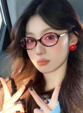 豹纹框复古高级感椭圆形太阳眼镜