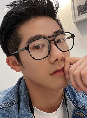 大脸显瘦眼镜男士双梁方框近视镜自动感光车内变色防蓝光眼镜框男