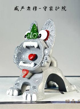 云南大理非遗文创青石色瓦猫摆件