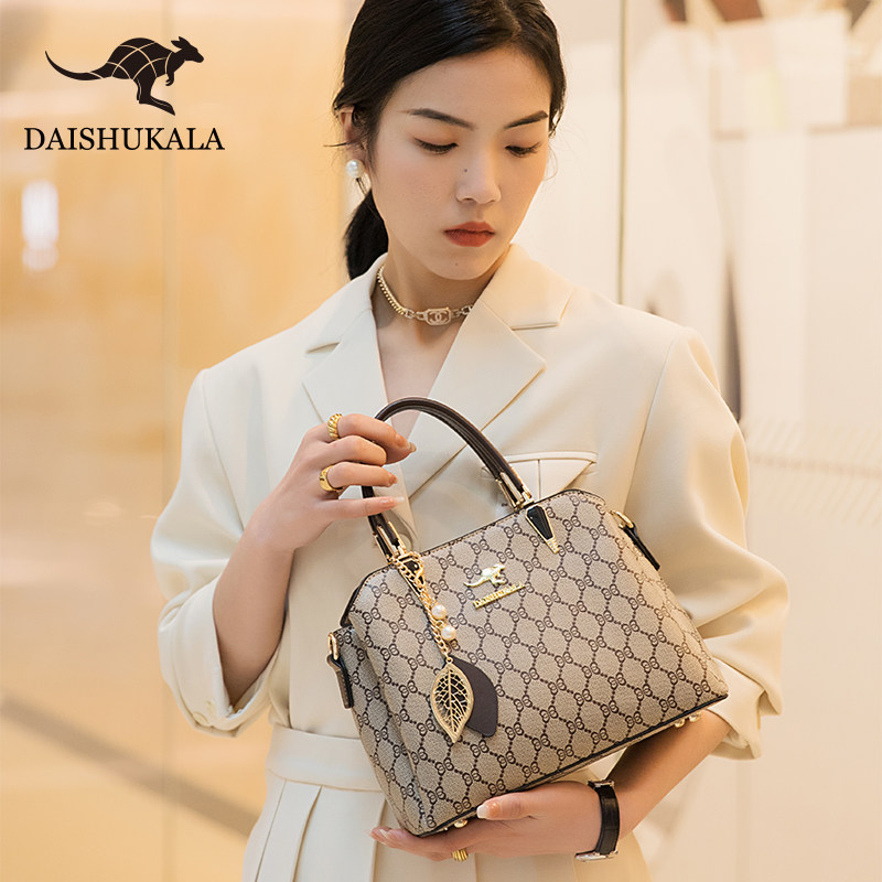 袋鼠女包新款手提包2026大气高级感真皮包中年妈妈包潮百搭斜挎包,淘宝优惠券,粉丝福利购,淘宝优惠卷