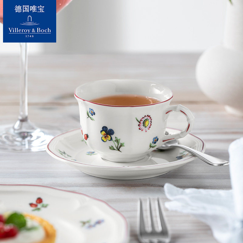 villeroyboch德国唯宝进口欧式咖啡杯碟套装家用茶杯具简约小花园_虎窝淘
