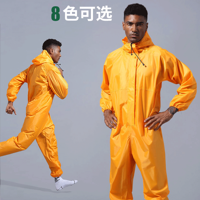 防水工作服男防尘服防护服连体防雨衣全身带帽喷漆打磨养殖场专用 - 图1