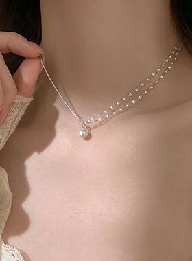 chomelkinsey99纯银吊坠珍珠项炼颈炼女高级感轻奢小众拼接锁骨炼
