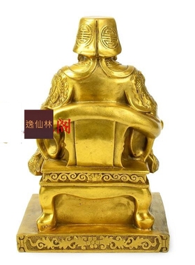 纯黄铜土地公神像摆件福德正神家用客厅玄关装饰品工艺品送礼中式