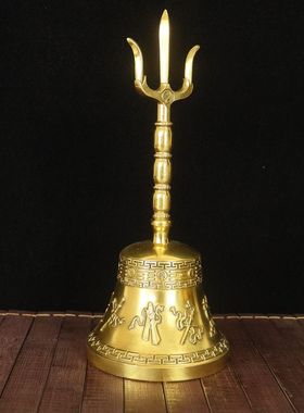 全铜中式手摇铜铃三清摇铃