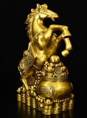 全黄铜马摆件马到成功铜马装饰