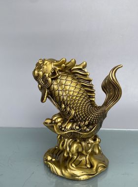 黄铜鱼化龙摆件鱼跃龙门工艺品