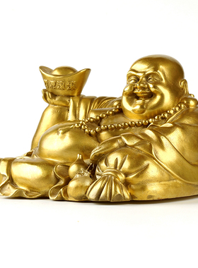 室内全铜元宝大肚弥勒佛摆件