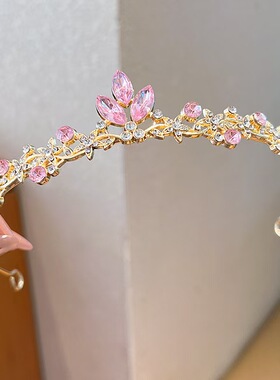 儿童皇冠头饰公主发饰小女孩大王冠水晶发箍生日花童婚纱演出饰品