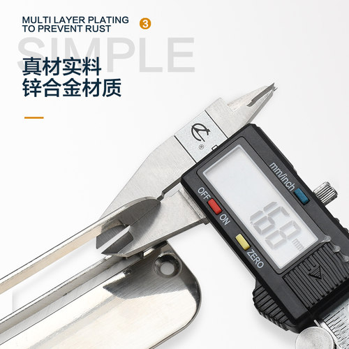 现代简约明装锌合金暗拉手抽屉翻板扣手隐形银色柜门拉环免开槽把 - 图1