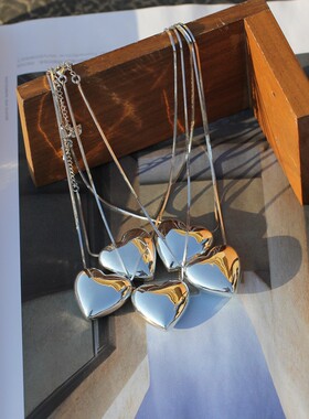 日韩国网红S925纯银女桃心项链