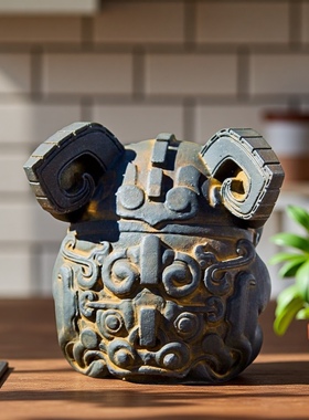 吞金兽仿铸铁摆件创意国风桌面小摆件书房手工制作精致装饰品