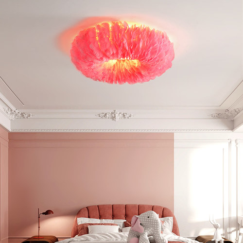 奶油风现代简约羽毛吸顶灯北欧网红爆款房间书房儿童房卧室吸顶灯 - 图3