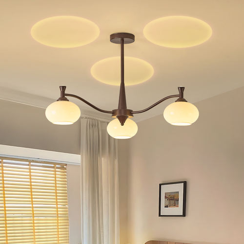 中古风客厅吊灯美式复古宋氏美学餐厅玻璃高级感卧室餐厅大厅主灯 - 图2