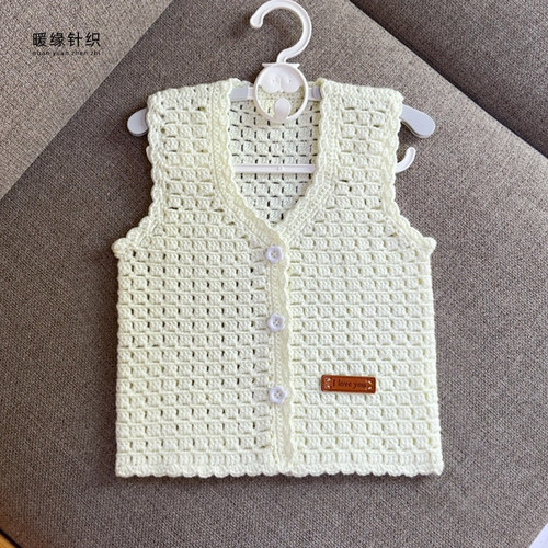 钩针小方格马甲材料包手工毛线编织儿童成人马甲开衫毛衣赠送教程 - 图2