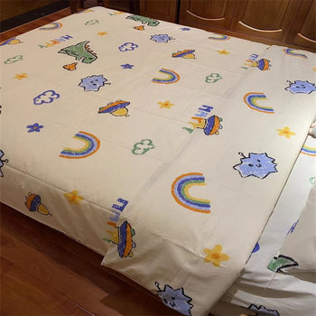 ການປົກຫຸ້ມຂອງເດັກນ້ອຍ quilt single set pure cotton boy spring and summer cartoon dinosaur quilt cover kindergarten boy single 1.21.51.8m