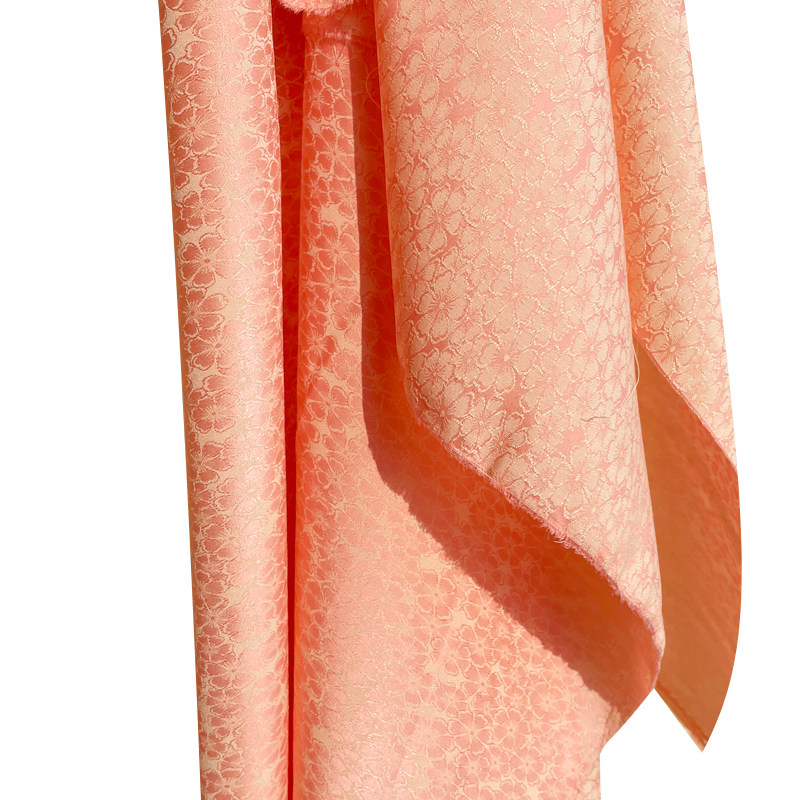 双色阳离子提花橙粉花双面暗纹提花马面裙古风汉服旗袍连衣裙布料,淘宝优惠券,粉丝福利购,淘宝优惠卷