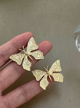 蝴蝶耳环个性精致小众设计感气质耳饰925银针高级感轻奢风复古女~