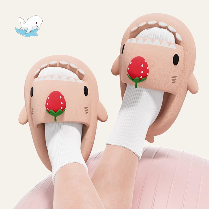 草莓鲨鱼拖鞋亲子鞋中大童宝宝男女情侣抑菌防滑厚底居家外穿凉鞋,淘宝优惠券,粉丝福利购,淘宝优惠卷