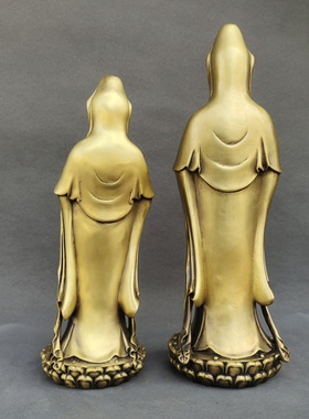 法轮观世音菩萨黄铜佛堂铜像摆件