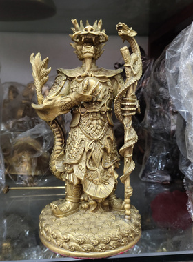 龙王爷神像站相黄铜中式桌面摆件