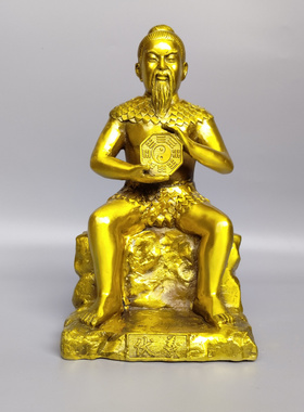 女娲伏羲神像黄铜中式佛堂摆件