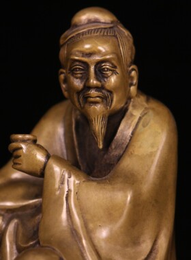 黄铜中式客厅茶仙人物铜像摆件