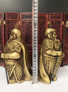 哼哈二将门神黄铜镇宅中式客厅