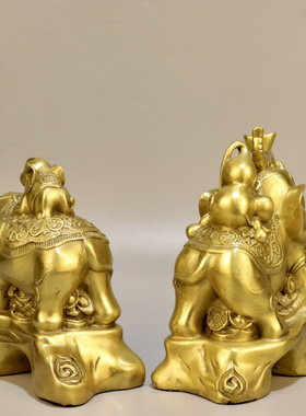 黄铜招财客厅旺财大象一对象摆件