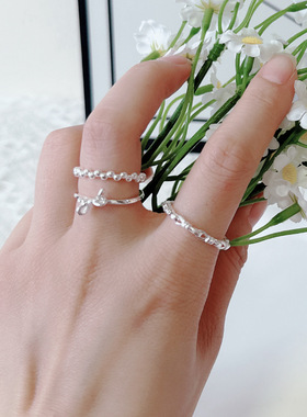 素圈戒指女小众设计简约麻花开口巨好看的韩系ins指环食指戒指