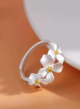 the dew朝露栀子花戒指女小众设计ins风高级感轻奢素圈指环