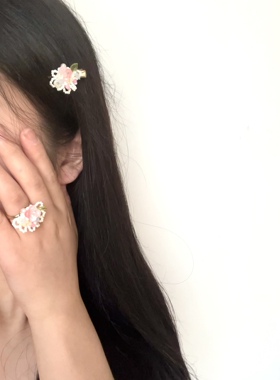 小花园原创串珠重工耳钉耳夹戒指发夹手链项链 温柔彩色多巴胺风