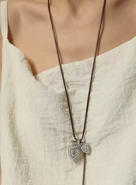 Duo La双心吊坠项链女款高级感小众设计简约气质大气配饰项链长款