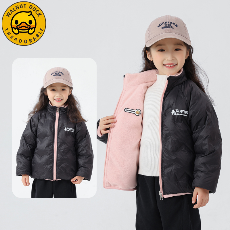 小黄鸭冬装双面穿羽绒服儿童轻薄外套XT157-XYY - 图3