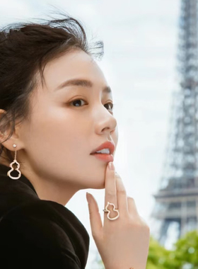 金葫芦耳环女纯银镂空小众新中式