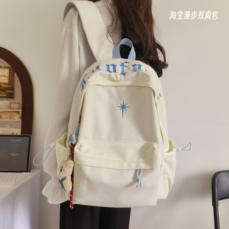 书包美式高街潮流ins风小众刺绣字母甜酷风中学生双肩包旅行背包