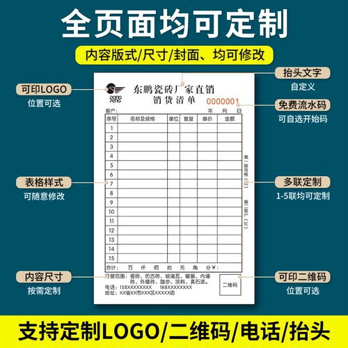 收据定做无碳复写联单送货单二联三联销货清单销售发货联单据印刷 - 图1
