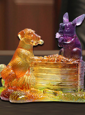 集雅轩宋韶光大师2026马年吉祥物生肖属狗 狗兔同乐 琉璃吊坠礼品